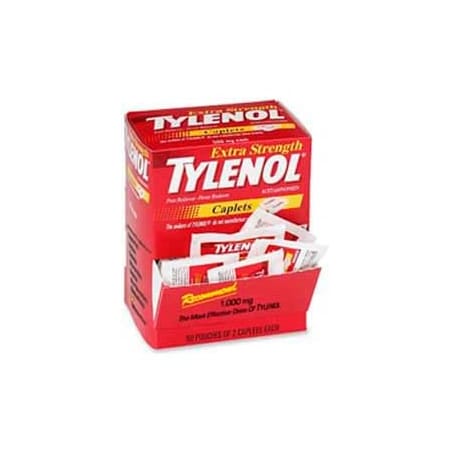 Mcneil Industries Tylenol Extra Strength Caplet, Minor Aches, Pains, 50/BX MCL44910